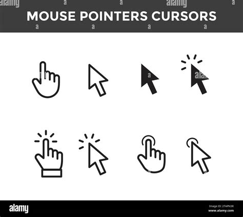 Clicking Mouse Cursors Computer Finger Pointers Vector Set Mouse