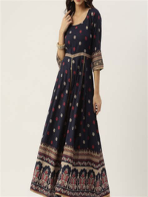 Buy Rustorange Blue Ethnic Motifs Maxi Dress Ethnic Dresses For Women