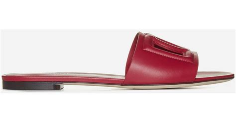 Dolce And Gabbana Dg Logo Leather Flat Sandals Save 26 Lyst