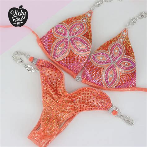 Competition Fitness NPC IFBB Bikini Suit Orange Theory Floral Bikini