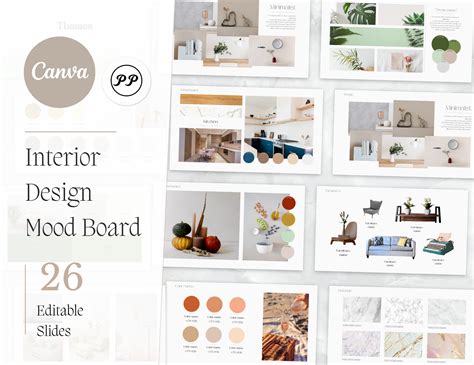 Interior Design Mood Board Template Editable Moodboard Canva Template