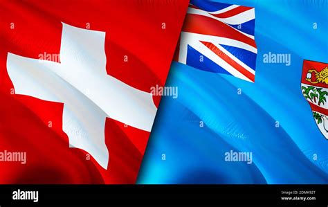 Switzerland And Fiji Flags 3D Waving Flag Design Switzerland Fiji