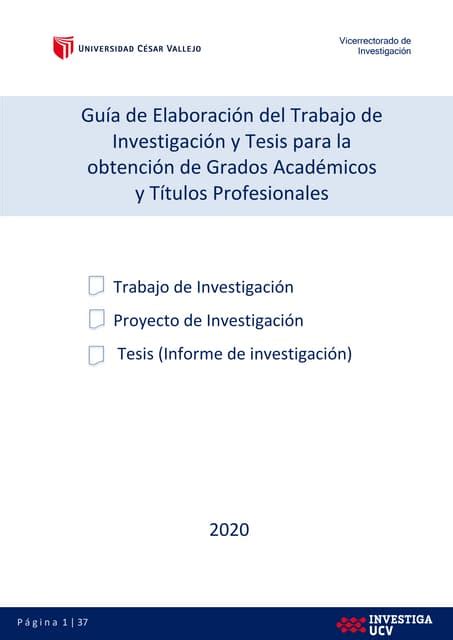 Guía De Elaboración De Trabajos De Investigación Ucv Pdf