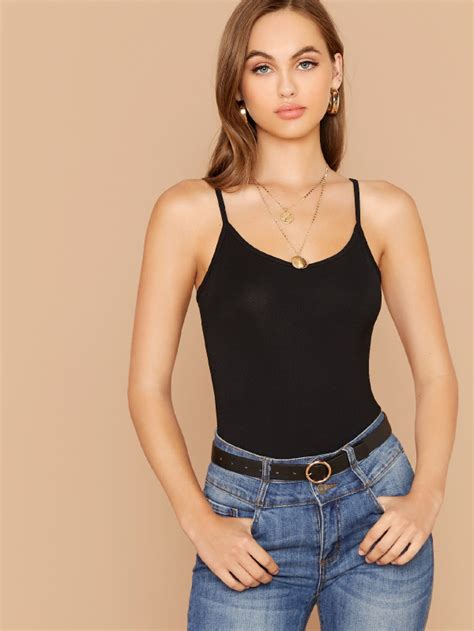 Shein Ezwear Solid Form Fitting Cami Top Shein Usa