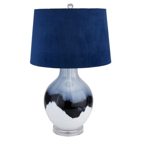 Ice Shadows Table Lamp With Navy Blue Lampshade Unique Table Lamp