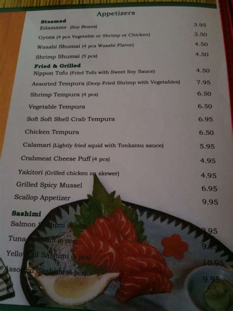 Menu At Nagoya Sushi Restaurant Rockville