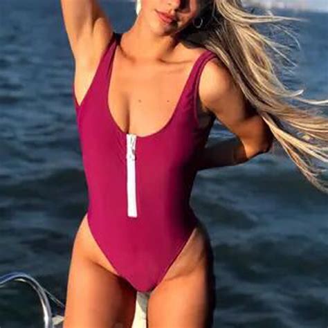 Cethrio 2024 Women One Piece Swimsuits Sexy One Piece Zipper Solid