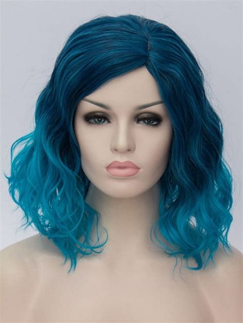 Medium Side Parting Ombre Natural Wavy Party Synthetic Wig