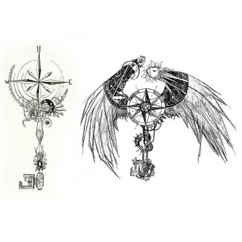 Steampunk Compass Tattoo Design