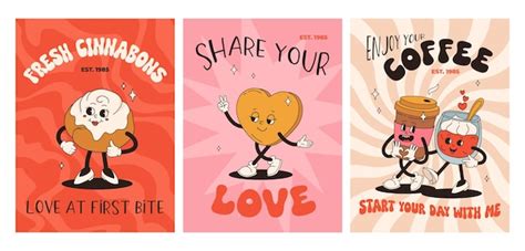 Premium Vector Valentines Day Set Of Vintage Posters Happy And