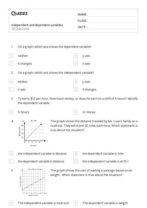 50 Dependent Variables Worksheets On Quizizz Free Printable