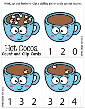 Hot Cocoa Counting Clip Cards Includes Worksheets TpT