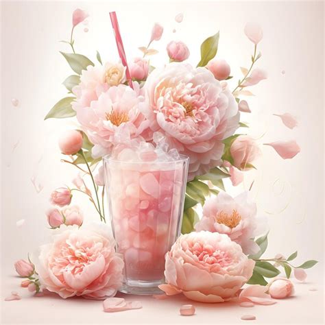 Premium Photo Design Of China Lychee Rose Drink Lychee Rose Syrup