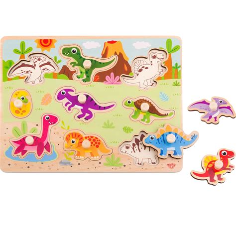 Tooky Toy Wooden Dinosaur 9 Piece Puzzle Jigsaw STEM Top Pick