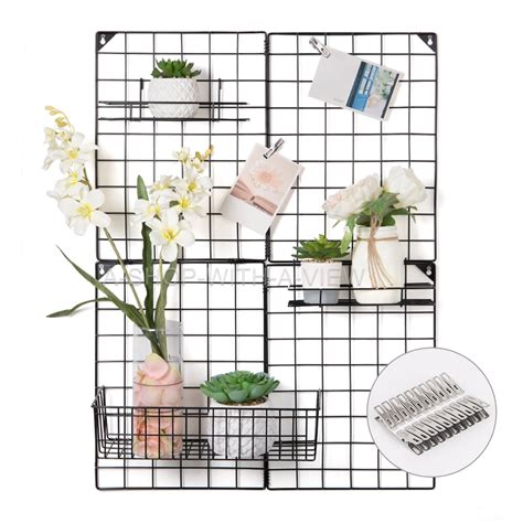 Grid Panel For Photo Hanging Display Multifunctional Metal Mesh Wall