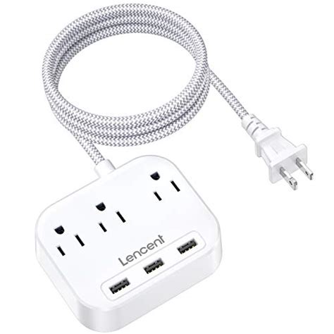 Lencent 2 Prong Power Strip 3 Prong To 2 Prong Outlet Adapter 66ft Braided Extension Cord