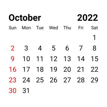 Png Kalender Oktober Gambar Png File Vektor Dan Psd Unduh