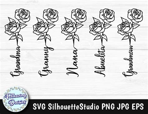 Grandma And Roses Svg Mothers Day Flowers Granny Nana Etsy