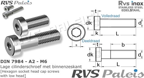 Din A M Rvs Inbusbout Lage Cilinderschroef Met