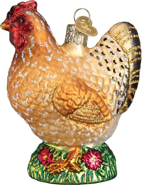 Birds Old World Christmas White Rooster Christmas Ornament 16033