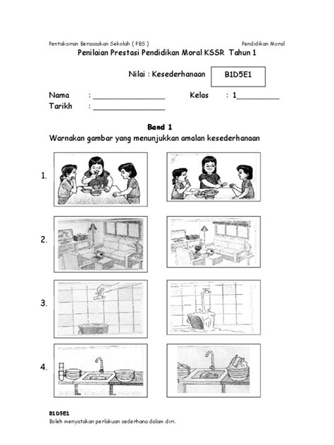 Evidens Pbs Pendidikan Moral Tahun 1 Nilai Kesederhanaan Band 1 6