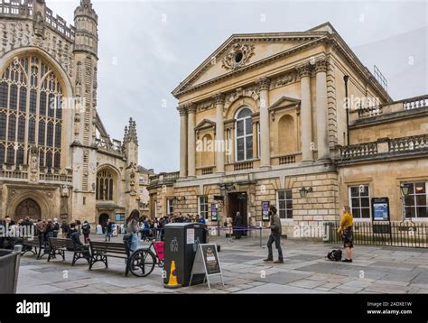 Bath England Entrance Facade Of Roman Baths Somerset England Uk