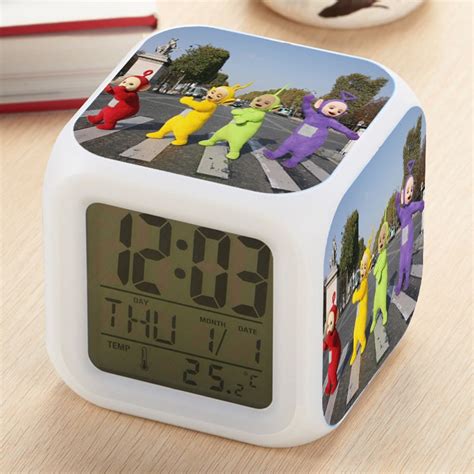 Teletubbies Alarm Clock Led Light 7 Color Change Electronic Desk Watch