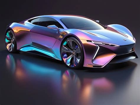 Premium Photo 3d Abstract Car In Holographic Colors