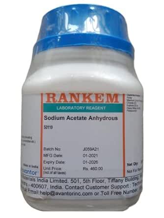 Rankem Sodium Acetate Anhydrous LR Grade 250Gram CAS No 127 09 3