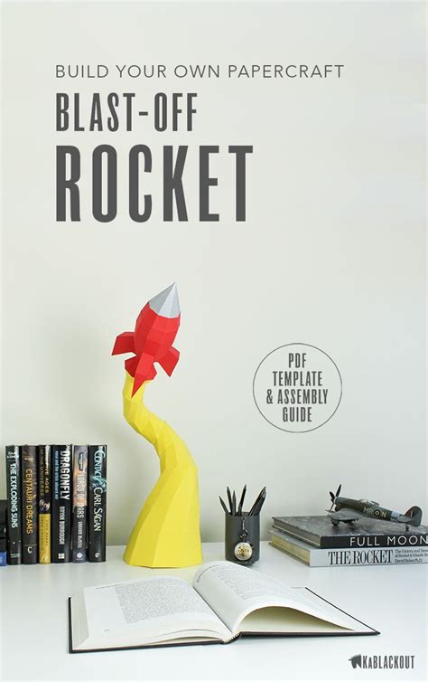 Low Poly Papercraft Rocket Paper Rocket Desk Decor Paper Craft