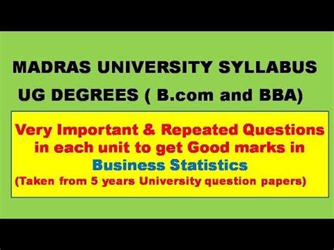 Madras University B BBA Business Statistics Very Important