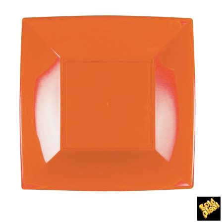 Plato Llano Reutilizable Pp Naranja Nice Cm Uds