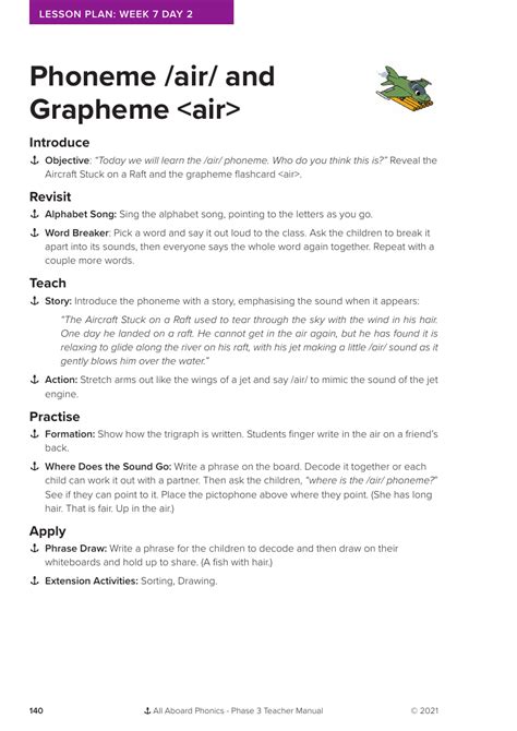 Week 7 Lesson 2 Phoneme Air And Grapheme Air Phonics Phase 3