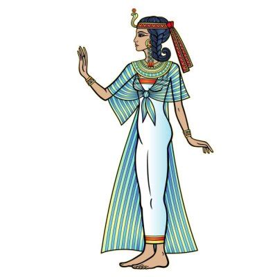 Animation Color Portrait Egyptian Winged Goddess Isis With Horns