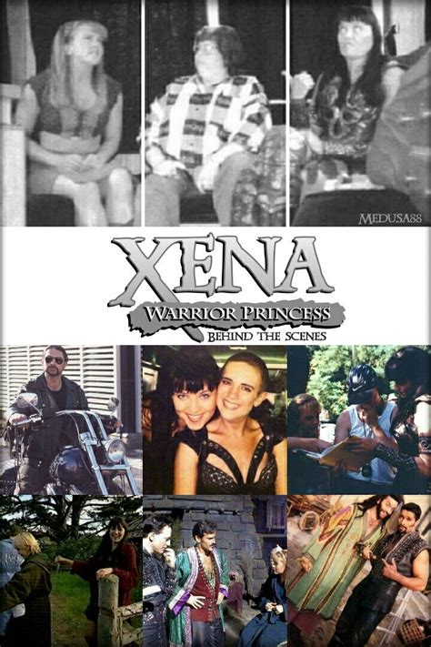 On set of Xena with Lucy Lawless Bruce Campbell Ted Raimi Renée O ...