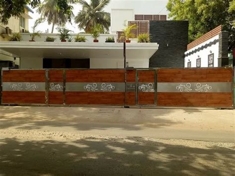 Brown And Silver Stainless Steel Sliding Gate For Home At Rs