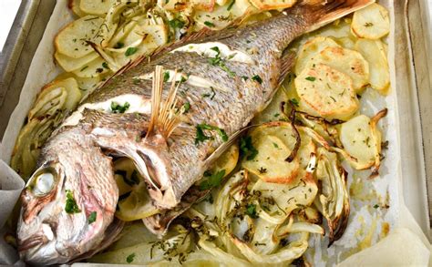 Orata Al Forno Oven Baked Snapper Sea Bream With Potato And Fennel