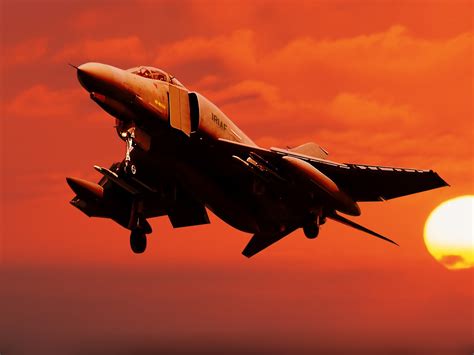 Usaf Mcdonnell Douglas F 4 Phantom Ii Sunset Scene Aircraft