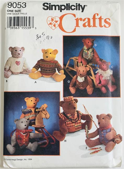 90s Teddy Bear And Clothing Pattern Elaine Heigl Design Vintage