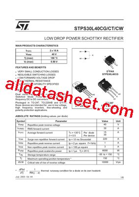 Stps L Cg Tr Datasheet Pdf Stmicroelectronics