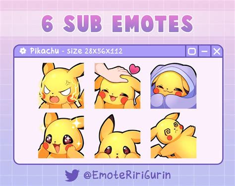 Pikachu Pokemon Emote Set For Twitch Discord Custom Gaming Streaming