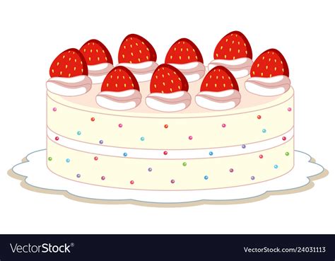 An Isolated Strawberry Cake Royalty Free Vector Image