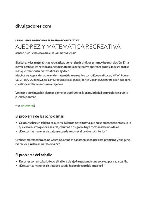 Pdf Ajedrez Y Matematicas Dokumen Tips