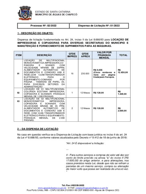 Fillable Online Licitacao OnlinedispensaDispensa De LicitaoLicitao