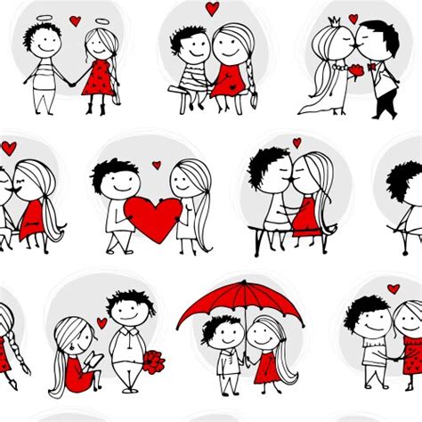 Couple In Love Stick Figure Doodle Royalty Free Vector Image