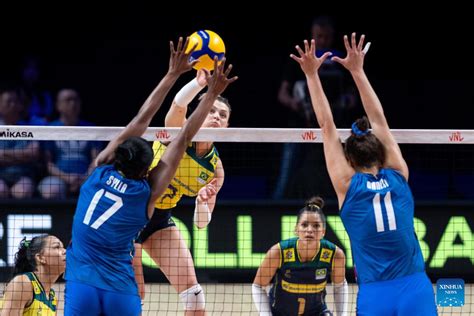 Womens Volleyball Nations League 2024 Macao Brazil Vs Italy Xinhua