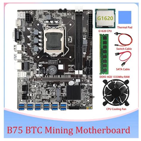 B75 btc mineração placa mãe 12 pcie para usb lga1155 ddr3 4gb 1333mhz