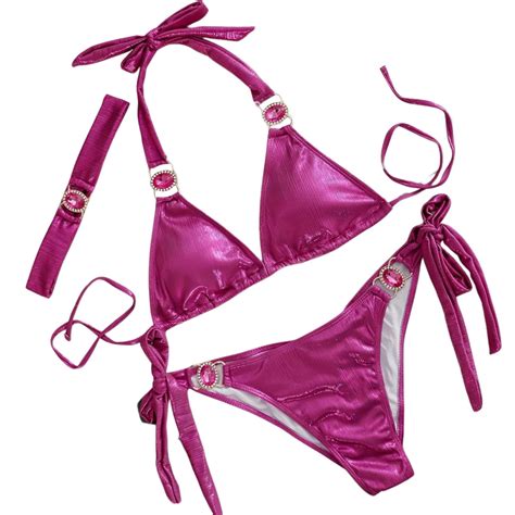 Anineo Women Swimwear Sexy Bikini Pcs Split Beach Sparkly Swimsuit Trendy Hawaii Summer