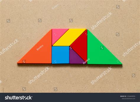 Color Tangram Puzzle Trapezoid Shape On Stock Photo 1256849059