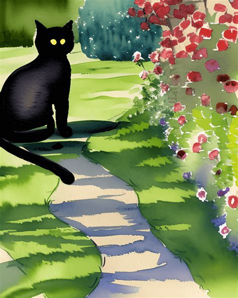 Black Cat Walking Across Path